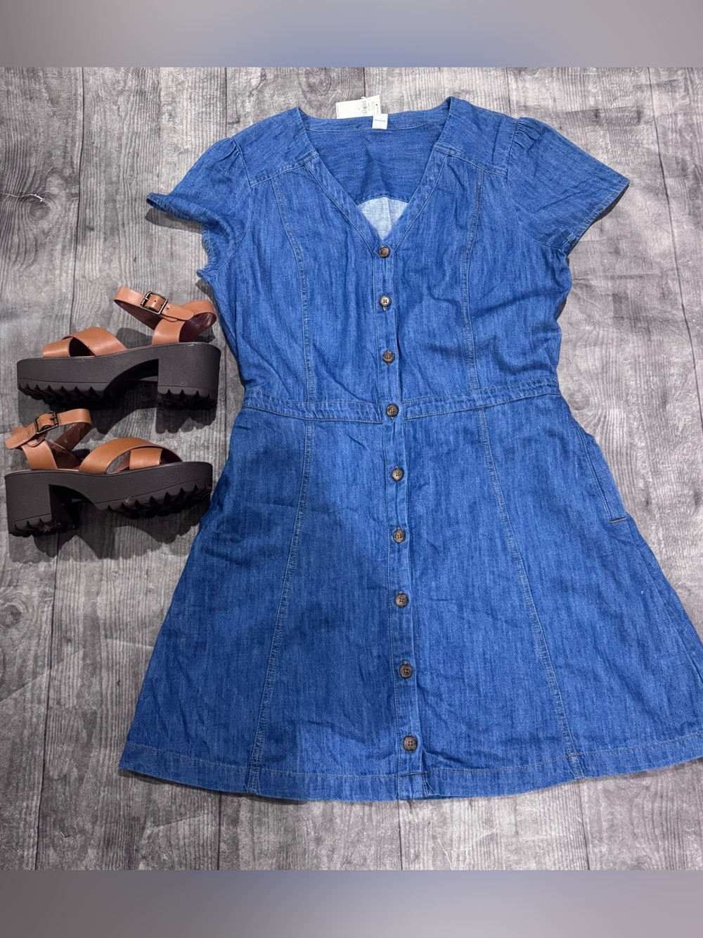NEW Old Navy Blue Denim Button-Front Women's Dress